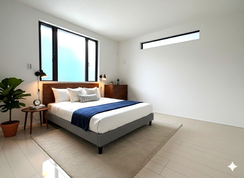 現況の物件写真に、CG による画像処理を行っています。家具、家電、照明器具、小物、カーテン、その他のイメージはCG です。本物件には付帯しません。